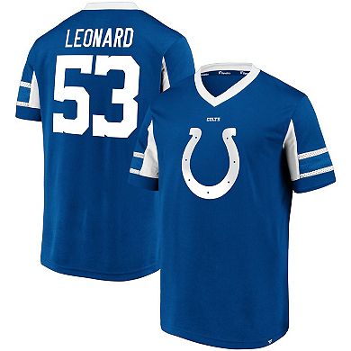 Men's Fanatics Branded Shaquille Leonard Royal Indianapolis Colts Hashmark Player Name & Number V-Neck Top