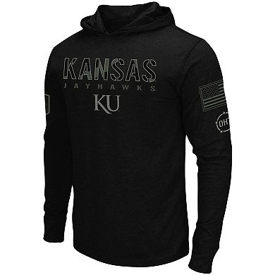 Men's Colosseum Black Kansas Jayhawks OHT Military Appreciation Hoodie Long Sleeve T-Shirt