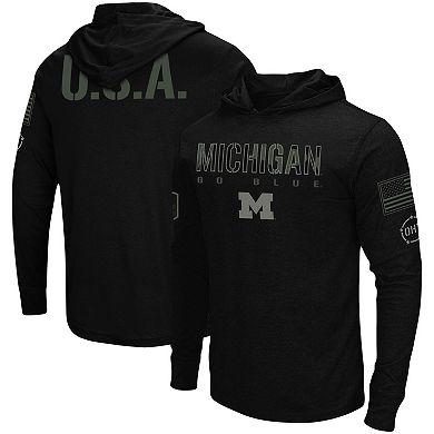 Men's Colosseum Black Michigan Wolverines OHT Military Appreciation Hoodie Long Sleeve T-Shirt