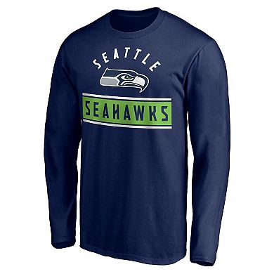 Men's Fanatics Branded Navy Seattle Seahawks Team Arc Knockout Long Sleeve T-Shirt