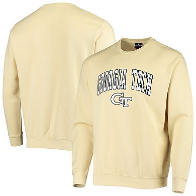 Men's Colosseum Gold Georgia Tech Yellow Jackets Arch & Logo Tackle Twill Pullover Sweatshirt