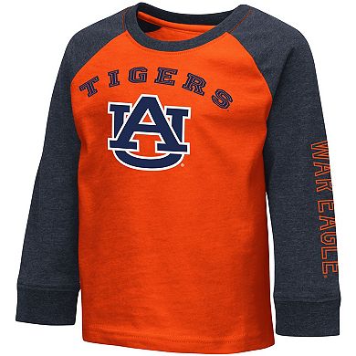 Toddler Colosseum Heathered Orange Auburn Tigers Long Sleeve Raglan T-Shirt