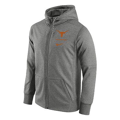 Men's Nike Heathered Gray Texas Longhorns Logo Stack Performance Full-Zip Hoodie