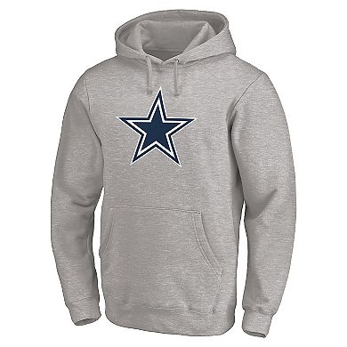 Men's Fanatics Branded Heather Gray Dallas Cowboys Primary Logo Fitted Pullover Hoodie