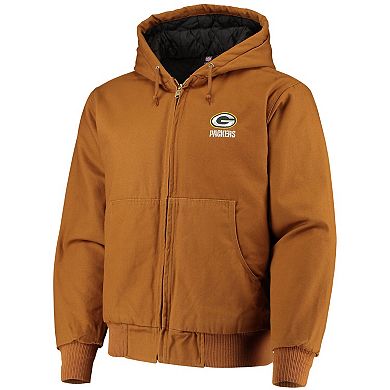 Men's Dunbrooke Tan Green Bay Packers Dakota Cotton Canvas Hooded Jacket