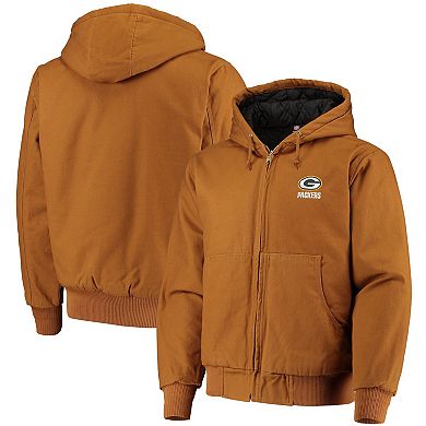 Men's Dunbrooke Tan Green Bay Packers Dakota Cotton Canvas Hooded Jacket