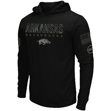 Men's Colosseum Black Arkansas Razorbacks OHT Military Appreciation Hoodie Long Sleeve T-Shirt