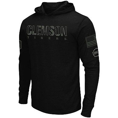 Men's Colosseum Black Clemson Tigers OHT Military Appreciation Hoodie Long Sleeve T-Shirt