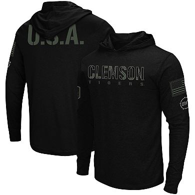 Men's Colosseum Black Clemson Tigers OHT Military Appreciation Hoodie Long Sleeve T-Shirt
