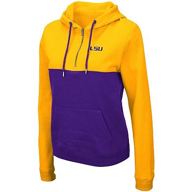 Women's Colosseum Gold/Purple LSU Tigers Aidan Lightweight Half-Zip Hoodie