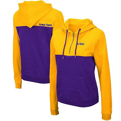 Women's Colosseum Gold/Purple LSU Tigers Aidan Lightweight Half-Zip Hoodie