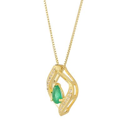 Gemminded 10k Gold Emerald & Diamond Accented Pendant Necklace