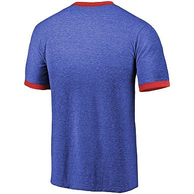 Men's Majestic Threads Blue St. Louis Blues Buzzer Beater Tri-Blend Ringer T-Shirt