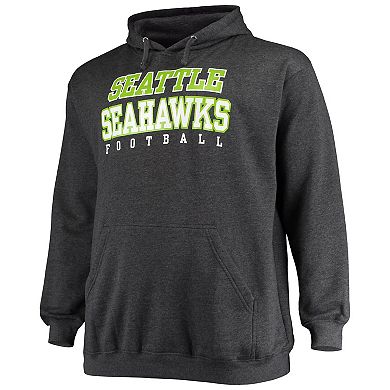 Men's Fanatics Branded Heathered Charcoal Seattle Seahawks Big & Tall Practice Pullover Hoodie