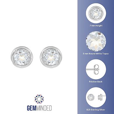 Gemminded Sterling Silver & White Topaz Round Stud Earrings