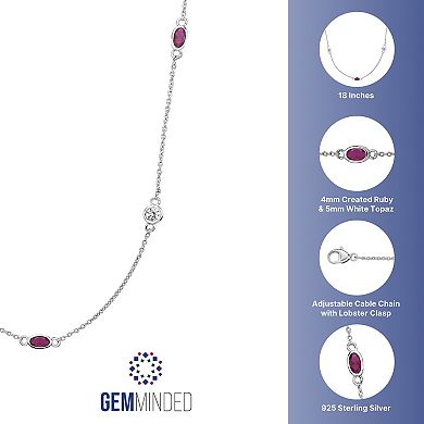 Gemminded Sterling Silver Lab-Created Ruby & Lab-Created White Sapphire Station Necklace