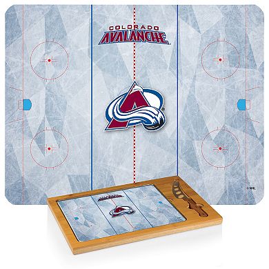 Picnic Time Colorado Avalanche Icon Glass Top Cutting Board & Knife Set