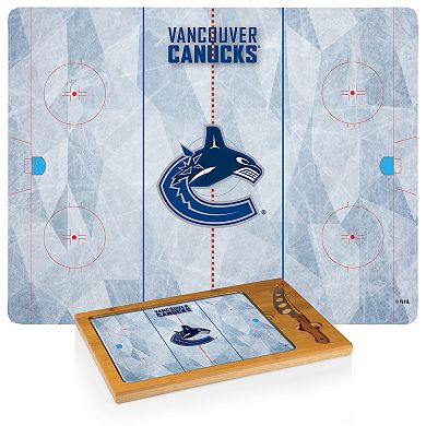 Picnic Time Vancouver Canucks Icon Glass Top Cutting Board & Knife Set