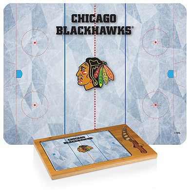Picnic Time Chicago Blackhawks Icon Glass Top Cutting Board & Knife Set