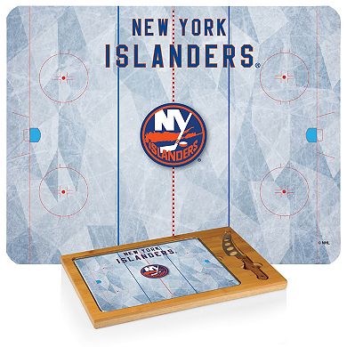 Picnic Time New York Islanders Icon Glass Top Cutting Board & Knife Set