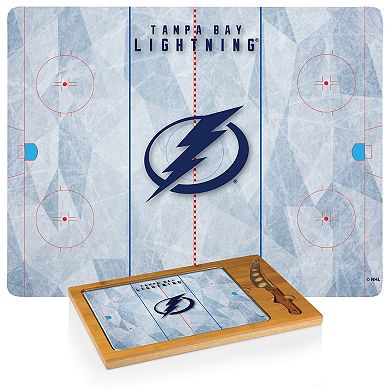 Picnic Time Tampa Bay Lightning Icon Glass Top Cutting Board & Knife Set