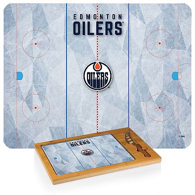 Picnic Time Edmonton Oilers Icon Glass Top Cutting Board & Knife Set