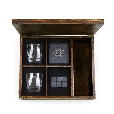 Picnic Time Columbus Blue Jackets Whiskey Box Gift Set