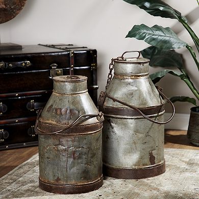 Stella & Eve Large Antique Silver & Rusted Metal Milk Drum