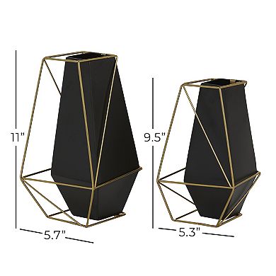 Stella & Eve Black Metal Geometric Vase 2-piece Set