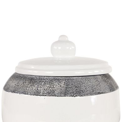 Stella & Eve Round Textured Matte Gray & Glossy White Ceramic Jar 2-piece Set