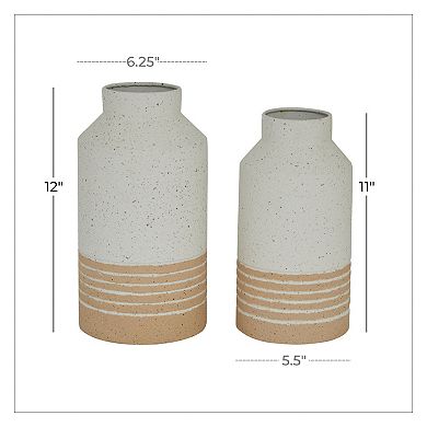 Stella & Eve Round White Metal Vase 2-piece Set