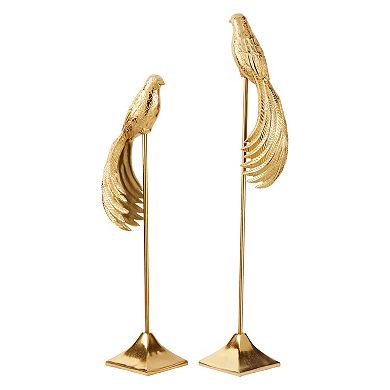 Stella & Eve Tall Gold Metal Bird Sculpture 2-piece Set