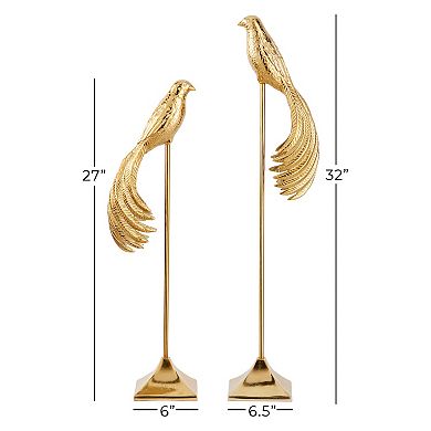 Stella & Eve Tall Gold Metal Bird Sculpture 2-piece Set