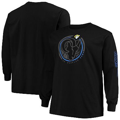 Men's Fanatics Branded Black Los Angeles Rams Big & Tall Color Pop Long Sleeve T-Shirt