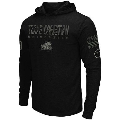 Men's Colosseum Black TCU Horned Frogs OHT Military Appreciation Hoodie Long Sleeve T-Shirt