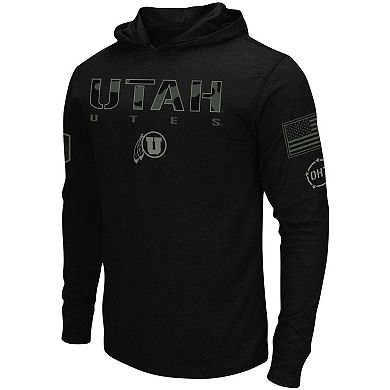 Men's Colosseum Black Utah Utes OHT Military Appreciation Hoodie Long Sleeve T-Shirt