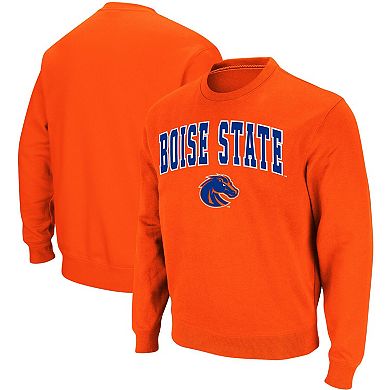 Men's Colosseum Orange Boise State Broncos Arch & Logo Tackle Twill Pullover Sweatshirt