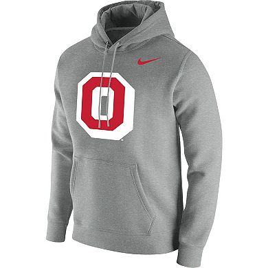 Men's Nike Heathered Gray Ohio State Buckeyes Vintage School Logo Pullover Hoodie