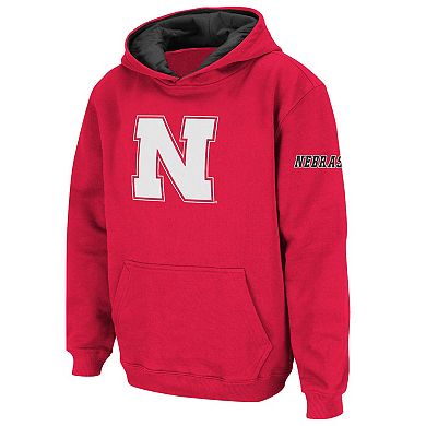 Youth Stadium Athletic Scarlet Nebraska Huskers Big Logo Pullover Hoodie