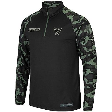 Men's Colosseum Black Villanova Wildcats OHT Military Appreciation Take Flight Raglan Quarter-Zip Jacket