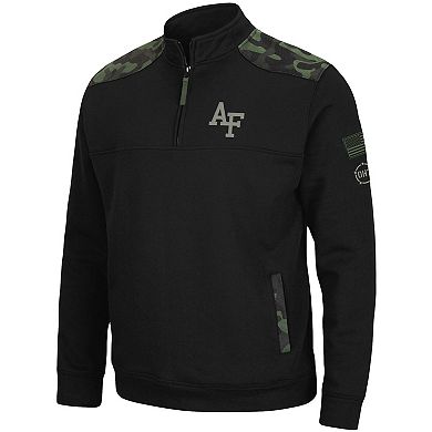 Men's Colosseum Black Air Force Falcons OHT Military Appreciation Commo Fleece Quarter-Zip Jacket