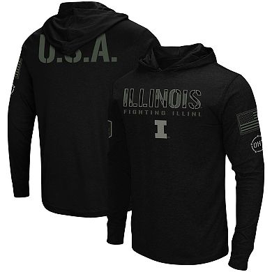 Men's Colosseum Black Illinois Fighting Illini OHT Military Appreciation Hoodie Long Sleeve T-Shirt