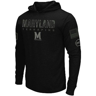 Men's Colosseum Black Maryland Terrapins OHT Military Appreciation Hoodie Long Sleeve T-Shirt