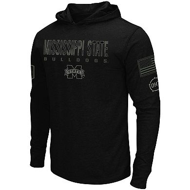 Men's Colosseum Black Mississippi State Bulldogs OHT Military Appreciation Hoodie Long Sleeve T-Shirt
