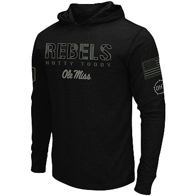 Men's Colosseum Black Ole Miss Rebels OHT Military Appreciation Hoodie Long Sleeve T-Shirt