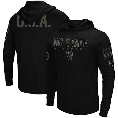 Men's Colosseum Black NC State Wolfpack OHT Military Appreciation Hoodie Long Sleeve T-Shirt