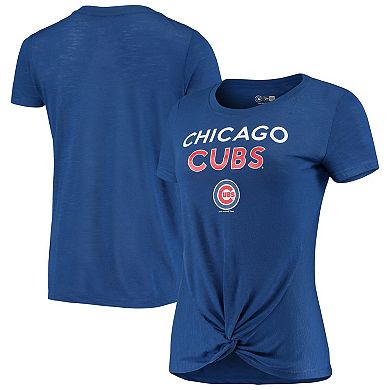 Women's New Era Royal Chicago Cubs Front Knot T-Shirt