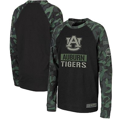 Youth Colosseum Black/Camo Auburn Tigers OHT Military Appreciation Raglan Long Sleeve T-Shirt