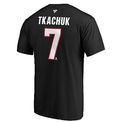 Men's Fanatics Branded Brady Tkachuk Black Ottawa Senators Authentic Stack Name & Number T-Shirt