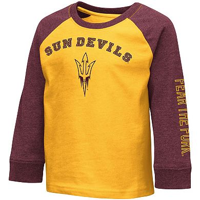 Toddler Colosseum Heathered Gold Arizona State Sun Devils Long Sleeve Raglan T-Shirt